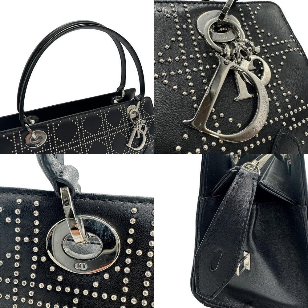 Christian Dior Handbag Leather Black Silver - Picture 4 of 5